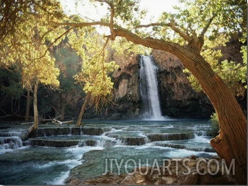 Scenic View of a Waterfall on Havasu Creek