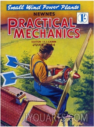 Practical Mechanics, Wind Power Turbine Global Warming Alternative Magazine, UK, 1954