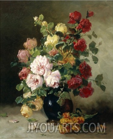 Still Life of Roses and Wallflowers