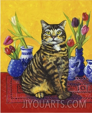 Cat and Tulips II (Chat Tulipes II)