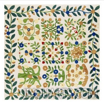 A Pieced and Appliqued Cotton Album Crib Quilt, American, circa 19th Century