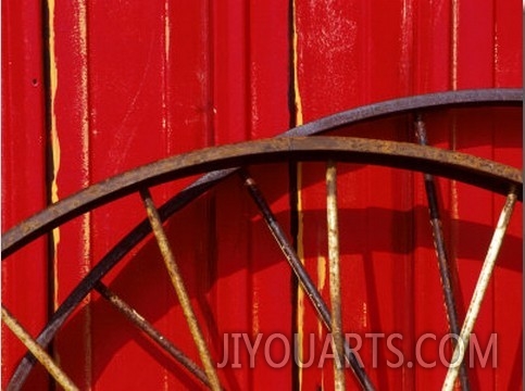 Barn Wall and Wagon Wheels