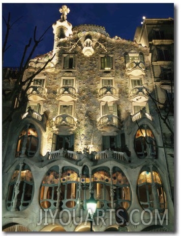 Exterior View of an Antoni Gaudi Building in Barcelona