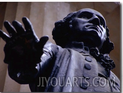 George Washington Statue on Corner of Wall and Nassau Streets, New York City, New York, USA