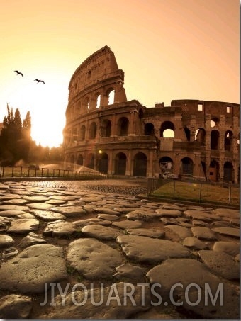 Colosseum and Via Sacra, Sunrise, Rome, Italy