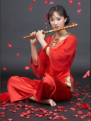 Chinese girl piping whistling