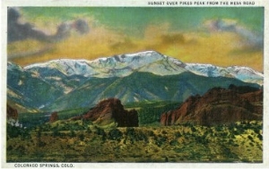 Colorado Springs, CO, Sunset over Pikes Peak View from the Mesa Road