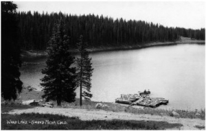 Grand Mesa, Colorado, View of Ward Lake, Canoe Leaving Dock