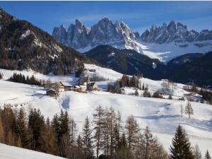 St, Magdalena Village and Church, Dolomites Mountains, Trentino Alto Adige, South Tirol, Italy