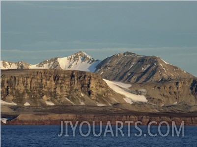 Summer Reveals Cliffs and Mountains, Kongsfjorden, Svalbard, Arctic, Norway, Scandinavia, Europe