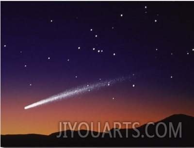 Shooting Star in Night Sky