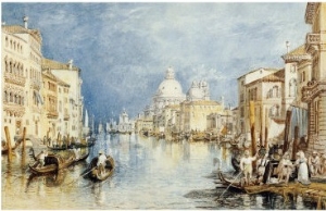 The Grand Canal, Venice, with Gondolas and Figures in the Foreground, circa 1818