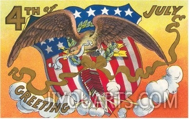 4th of July Greeting, Eagle and Shield