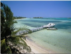 Beach and Jetty, Near Georgetown, Exuma, Bahamas, West Indies, Central America