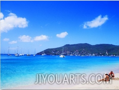 Couple Enjoying Princess Margaret Beach in Bequia, Grenadines