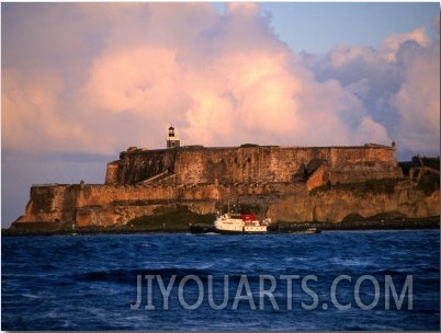 Tugboat Passing Fort El Morro, San Juan, Puerto Rico