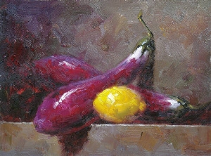 still life,eggplants