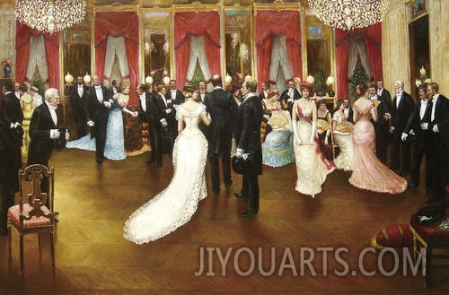 palace oil painting,a dancing party