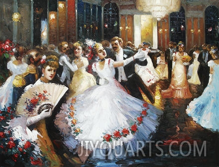 palace oil painting,a dancing party