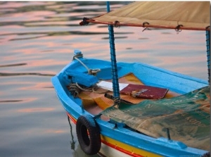 Colorful Harbor Boats and Reflections, Kusadasi, Turkey