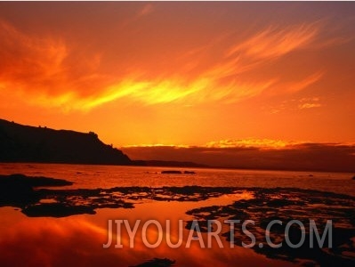 Sunset Over Beach on Goat Island, New Zealand