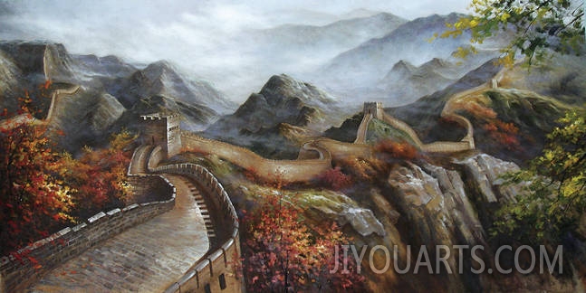 Landscape Oil Painting 100% Handmade Museum Quality0111,great wall on the moutains