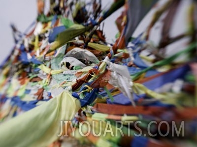 Tibetan Prayer Flags at the Temple of the Sun and Moon, Qinghai, China