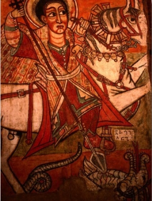 Detail of Wall Painting in Church, Ethiopia