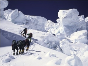 Mountaineering up Khumbu Ice Fall