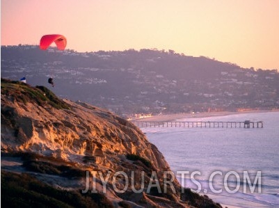 Hang Glider Taking Off, Torrey Pines Gilderport, La Jolla, San Diego, California