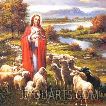 Jesus with sheep