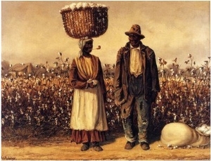 Negro Man and Woman with Cotton Field