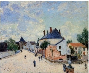 Street in Moret(Porte de Bourgogne from across the Bridge)