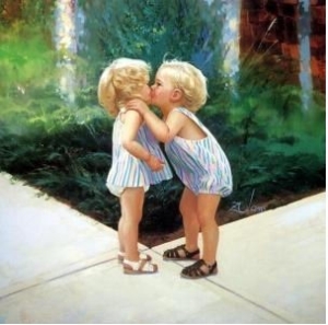 Twins Kissing