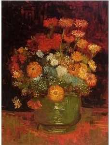 Vase with Zinnias