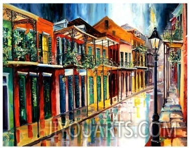 French Quarter Rain street scene