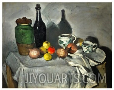 Still Life: Pots, Bottle, Cup and Fruit, circa 1871