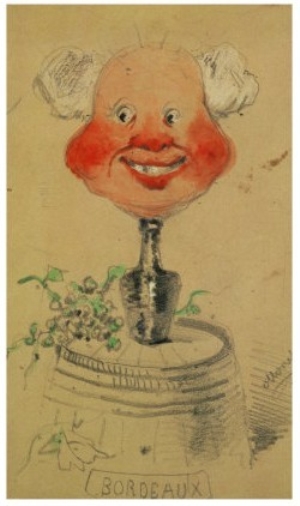 Bordeaux Wine, Caricature, 1857, Drawing