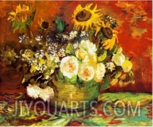 Handmade oil painting,Flowers oil painting,Vase of Chrysanthemums by Pierre Auguste Renoir