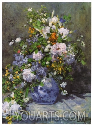 Painting on canvas,Flowers oil painting,Grande Vaso di Fiori by Pierre Auguste Renoir