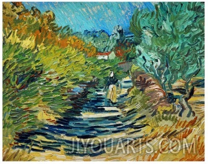 Garden oil painting by Vincent Van Gogh,The Road to Saint Remy, c1890,painting for sale.