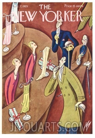 Christmas oil painting by Julian de Miskey,The New Yorker Cover   December 7, 1929