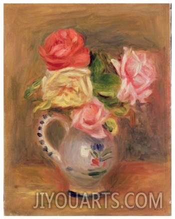 Roses in a Pottery Vase