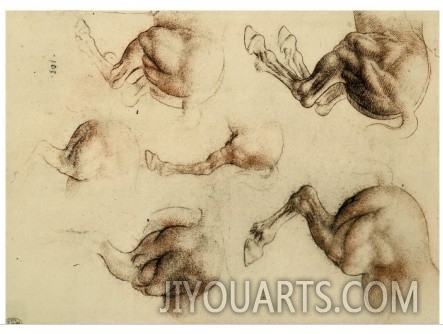 Study of Running Horses, Drawing, Royal Library, Windsor