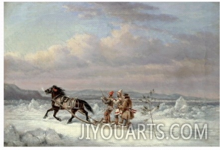 Huntsmen in Horsedrawn Sleigh