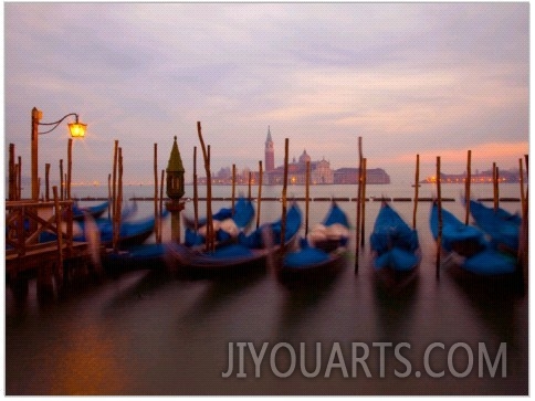 Anchored Gondolas at Twilight, Venice, Italy