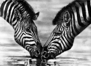 Oil painting of BURCHELLS ZEBRA KENYA reproduction on canvas