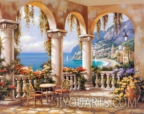 handmade oil painting of Terrace Arch I on canvas by Sung Kim