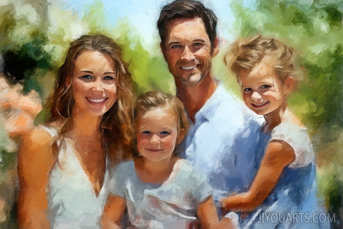 Custom Family Photo to Painting, Digital Painting on Canvas, Personalized Gift for Family