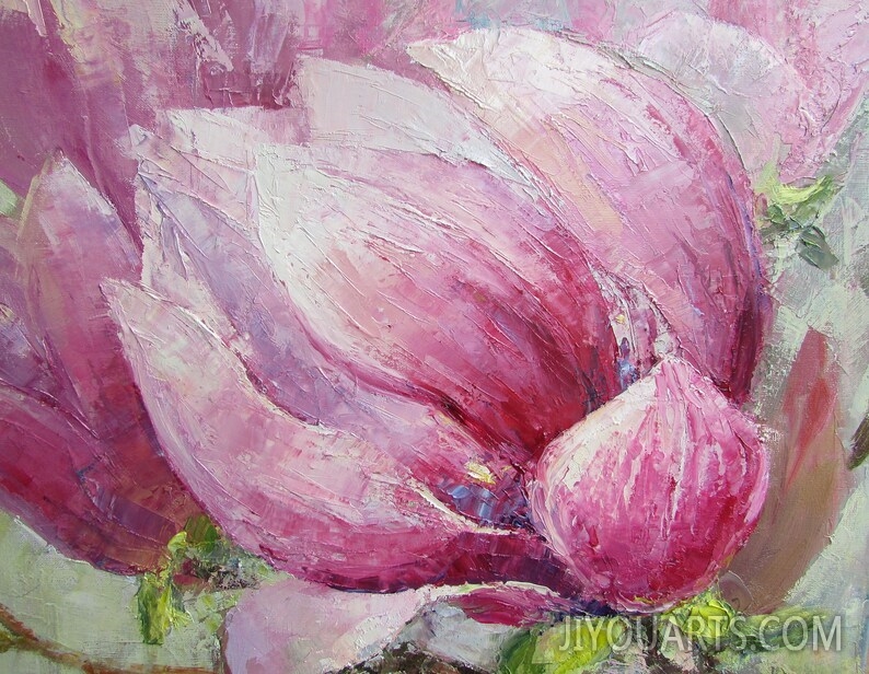 Magnolia flower Oil art Flowers still life Original art ，oil art Canvas art Flowers still life Floral oil painting Wall art decor